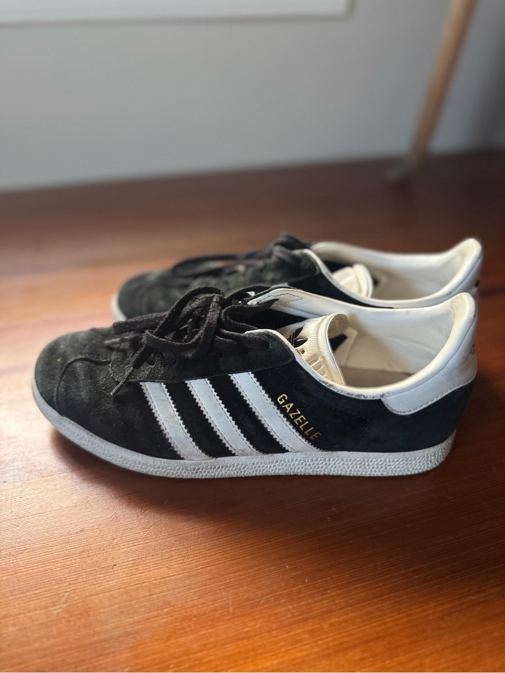 adidas Black Suede Gazelle Sneakers with White Stripes